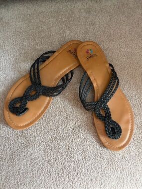 Palms Black Braided-Strap Women's Slide Sandals